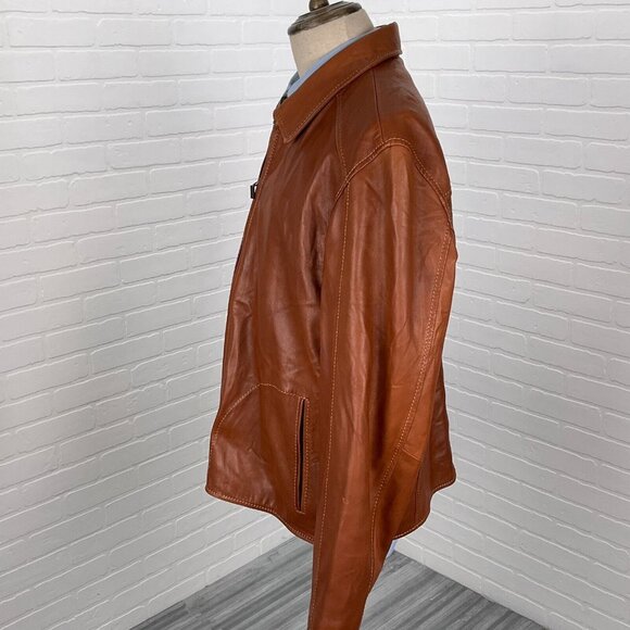 Robert Comstock Vertical Jacket Mens XLarge Brown Buttery Soft Leather Full Zip - Picture 3 of 13